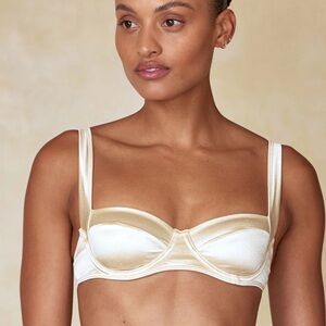 Monday swimwear Sorrento top in Champaign shiny jersey. Size - P